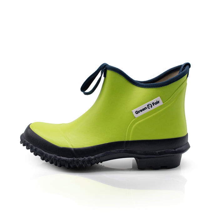 Natural rubber garden boot side view.