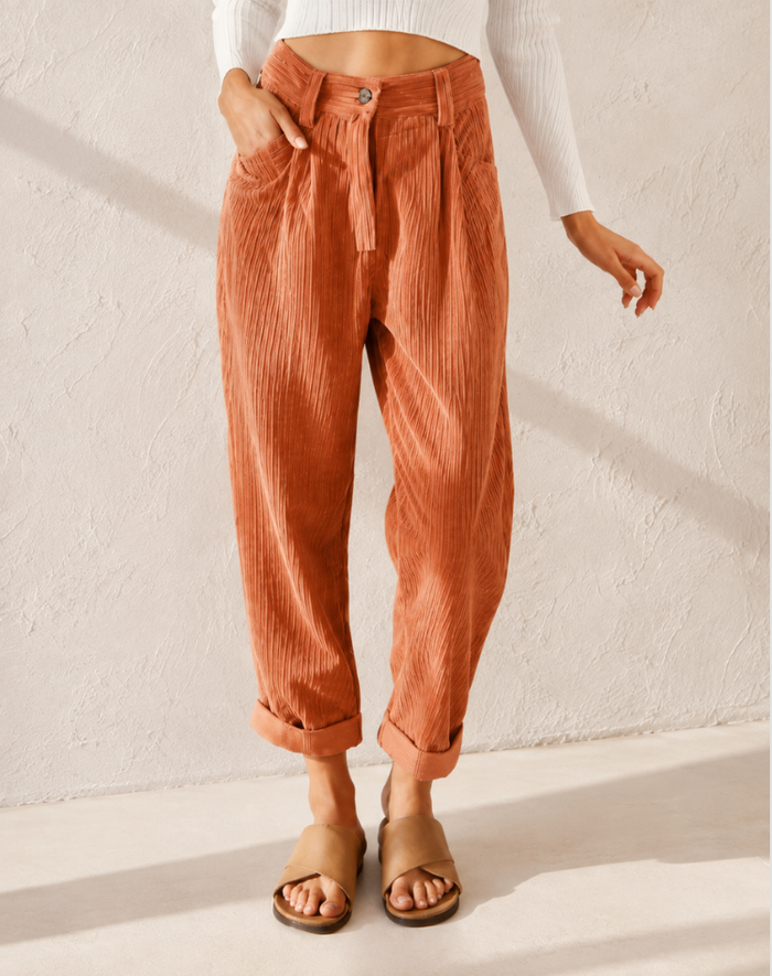 Faith - Corduroy High-Waist Pants Wide Leg Palazzo