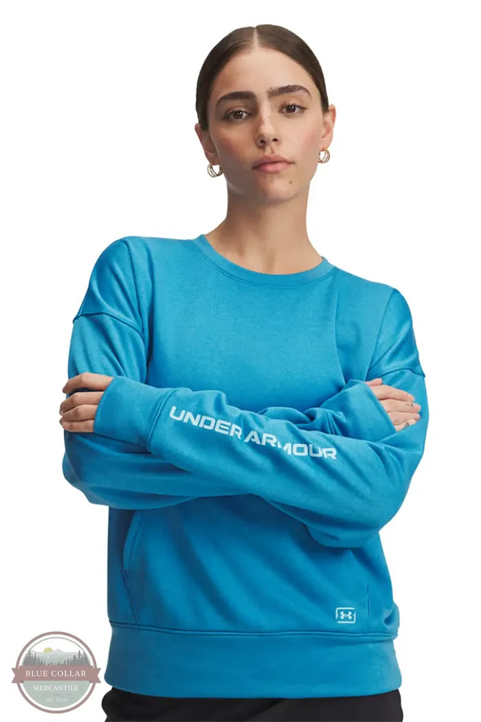 Under Armour 1386055 Fish Pro Terry Crew Sweatshirt in Blue, Front