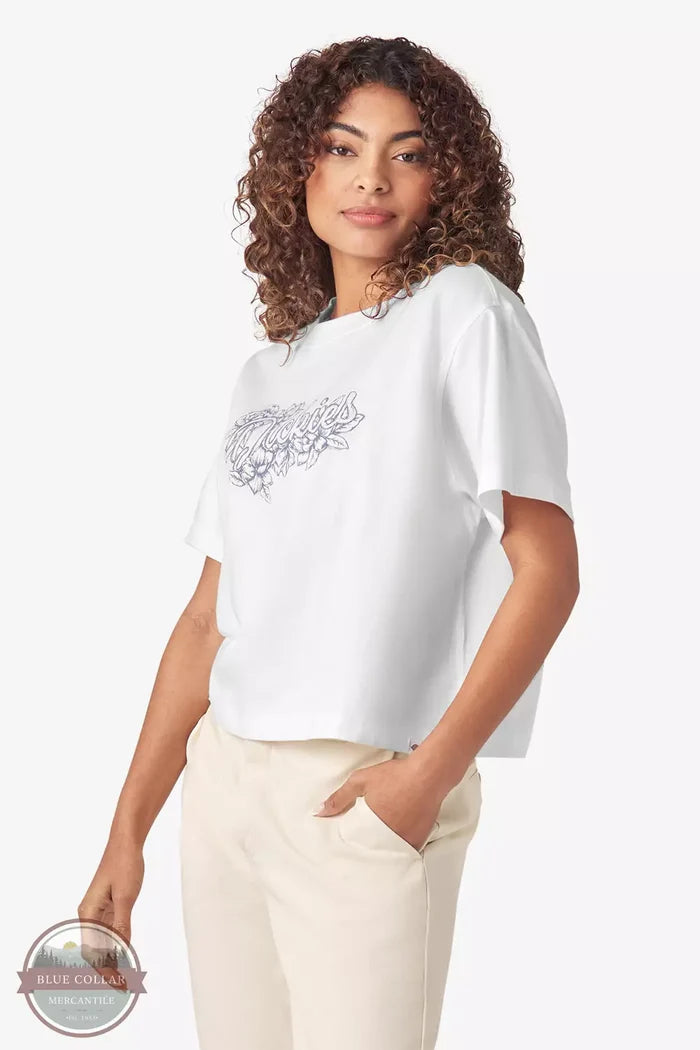 Dickies FS304WH Floral Graphic Boxy T-Shirt in White Profile View