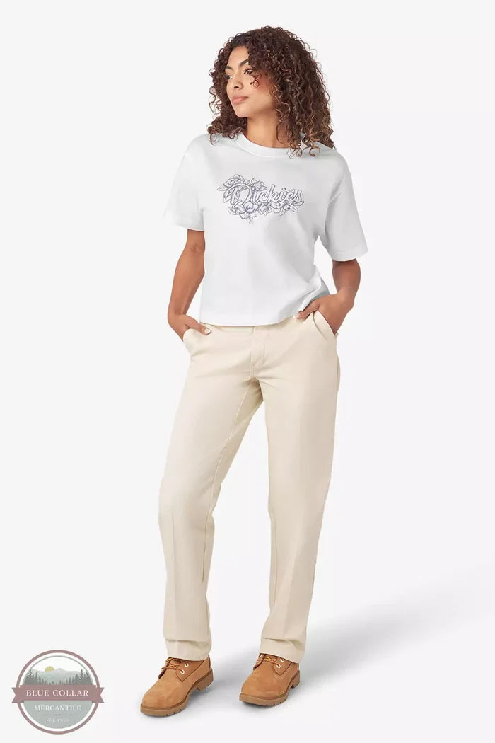Dickies FS304WH Floral Graphic Boxy T-Shirt in White Full View
