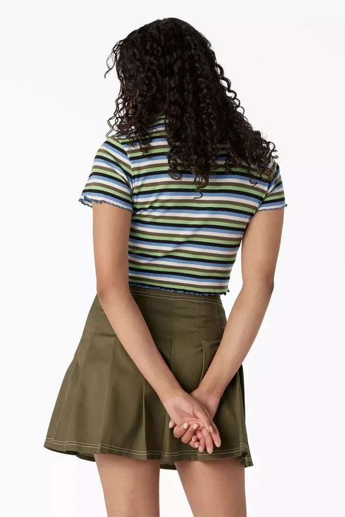 Dickies FSR51 Striped Cropped Baby T-Shirt Mint Military Explorer Back View