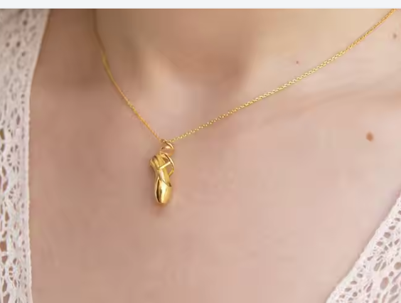 Gold plated Pointe Shoe necklace