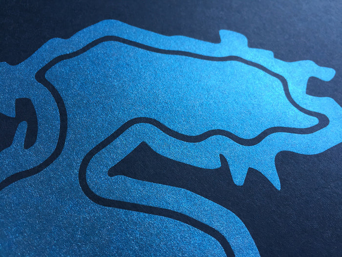 Electric blue and navy, detail of Great Lakes Poster print, Cyberoptix