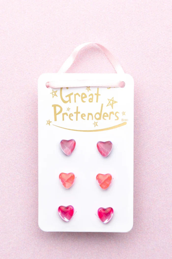 Great Pretenders Boutique Holo Heart Studded Earrings Set