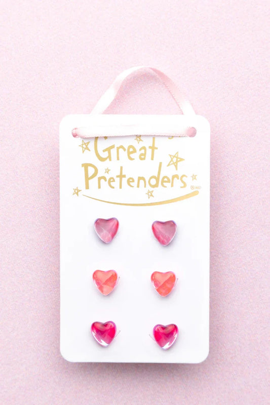 Great Pretenders Boutique Holo Heart Studded Earrings Set