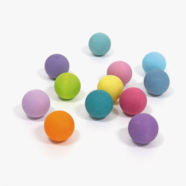 Grimm's 12pc Small Wooden Balls - Pastel
