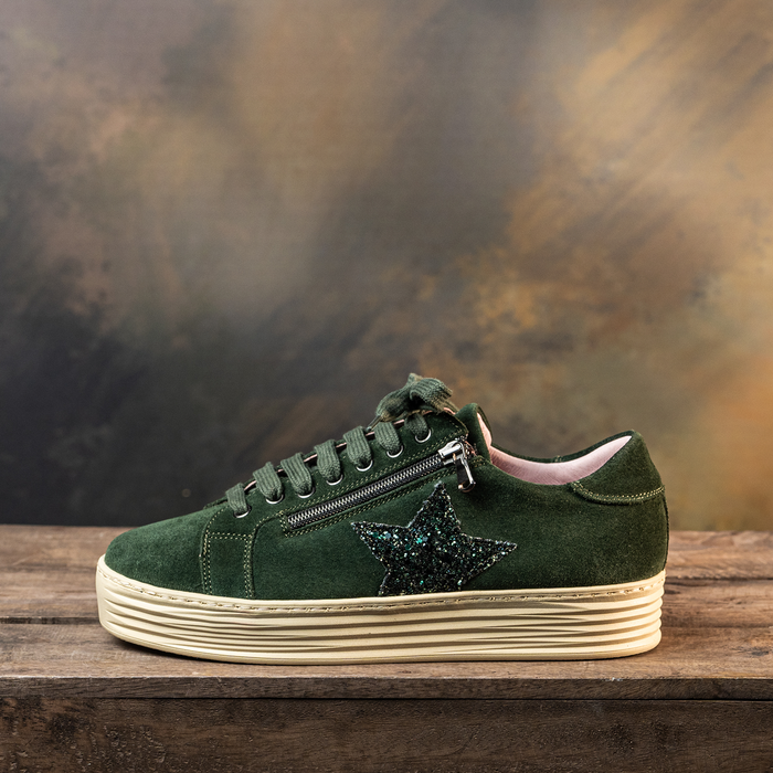 Hampton Star: Forest Green Suede & Glitter Shoes Sole Bliss