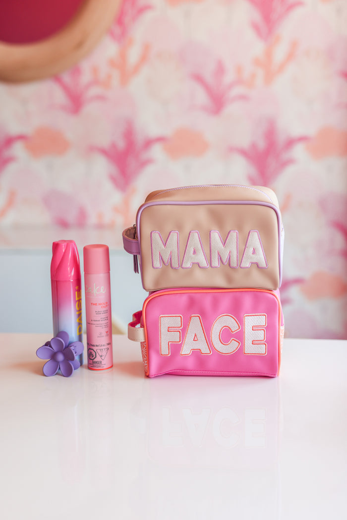 Handle Cosmetic Bag - FACE  (Pink/Orange/Cream)