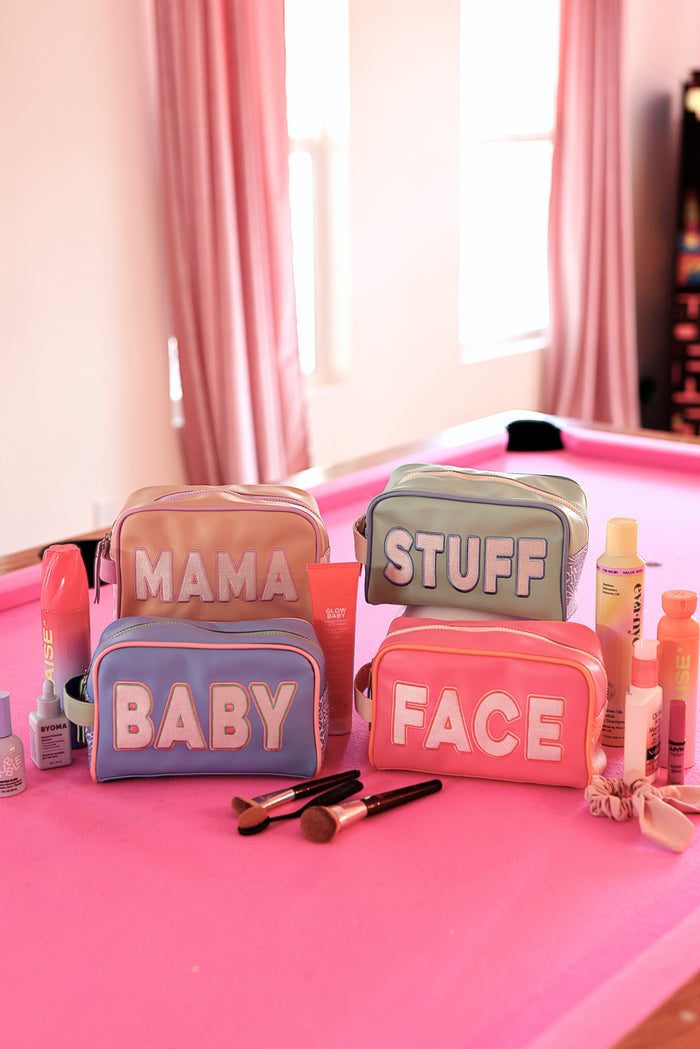Handle Cosmetic Bag - FACE  (Pink/Orange/Cream)