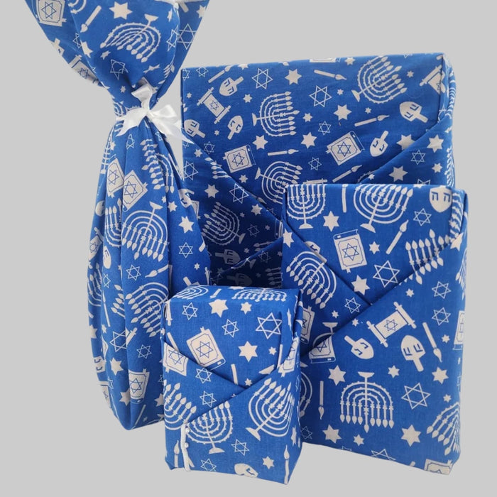 Waste Free Celebrations Happy Hanukkah Furoshiki Gift Wraps - Set of 4