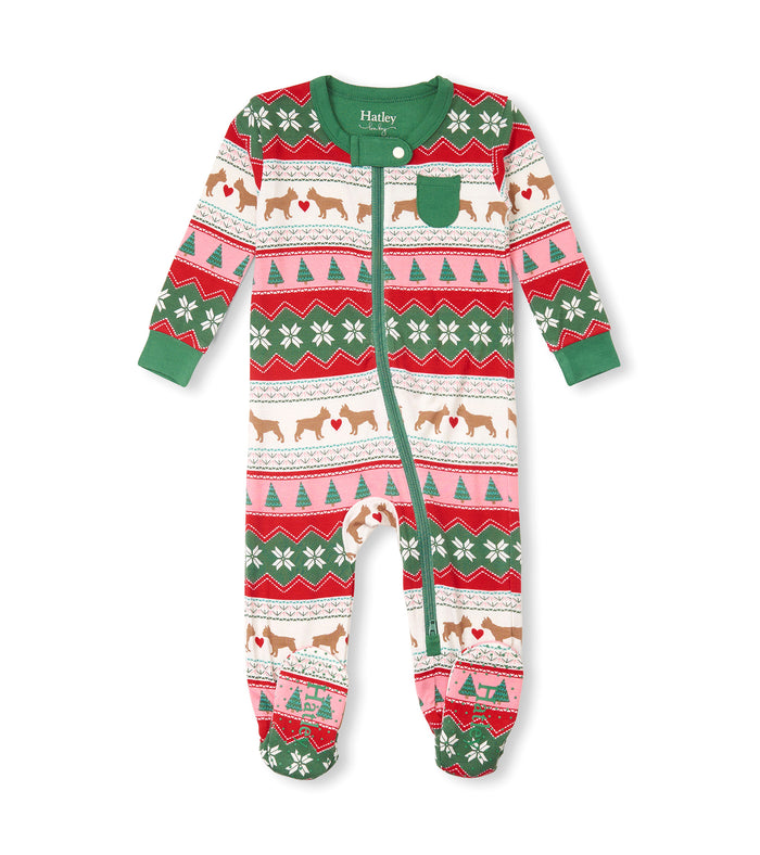 Hatley Bamboo Footed Coverall - Puppy Hearts