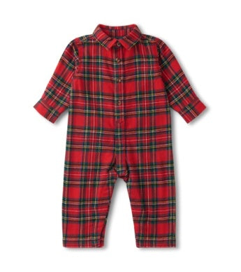 Hatley Button Down Romper - Red Plaid