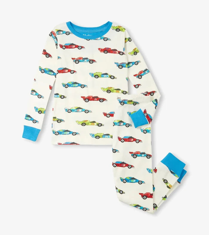 Hatley Cotton Pajama Set - Water Colour Racecars