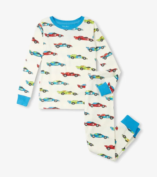 Hatley Cotton Pajama Set - Water Colour Racecars