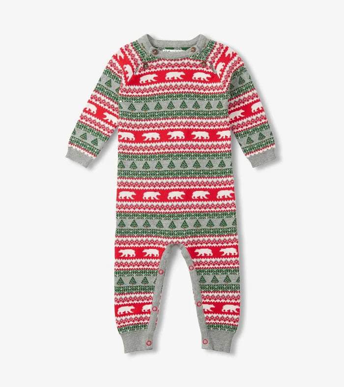 Hatley Fair Isle Sweater Romper - Polar Bear