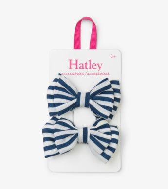 Hatley Navy Stripe Bows Hair Clip