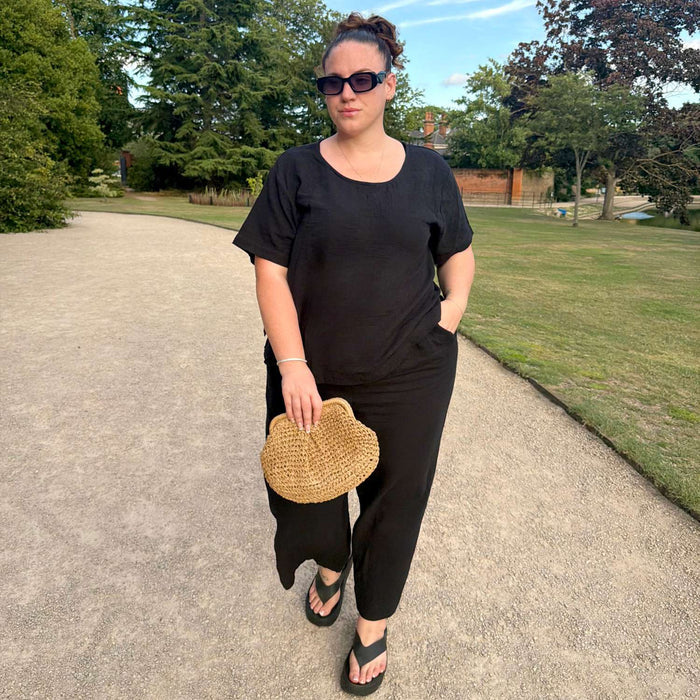 Ida Cotton Gauze T-Shirt - Black