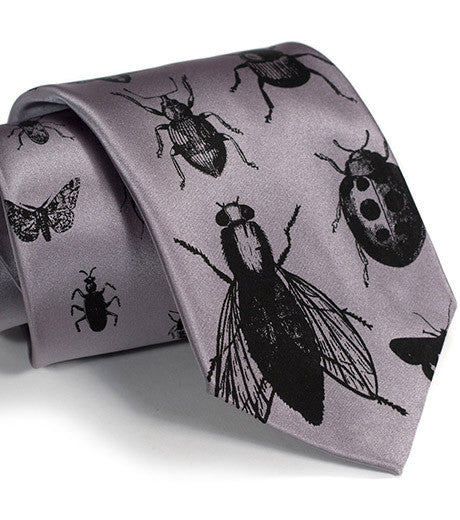 Silver insect necktie