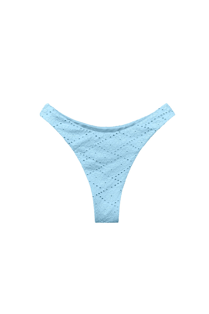 Isla high-leg bikini bottom in blue eyelet