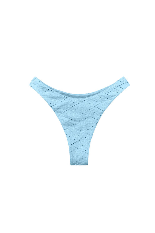 Isla high-leg bikini bottom in blue eyelet