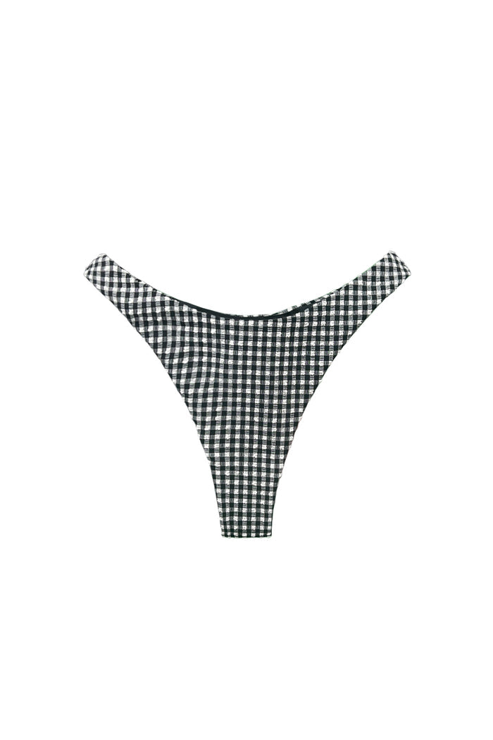 Black gingham high-leg bikini bottom – Isla