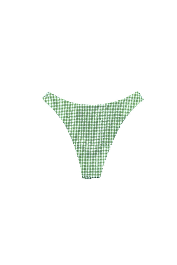Green gingham high-leg bikini bottom – Isla