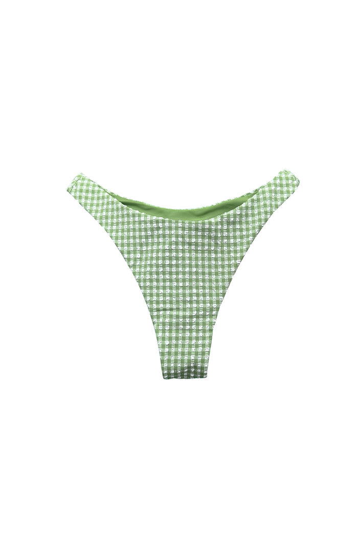 Isla green gingham bottom with self-tied sides