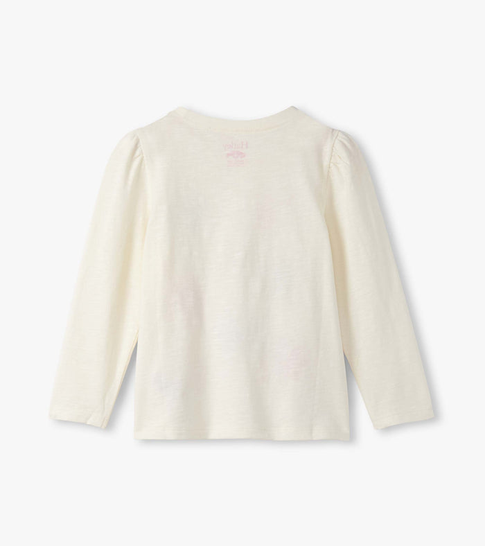 Ivory Festive Bows Puff Sleeve LS Tee