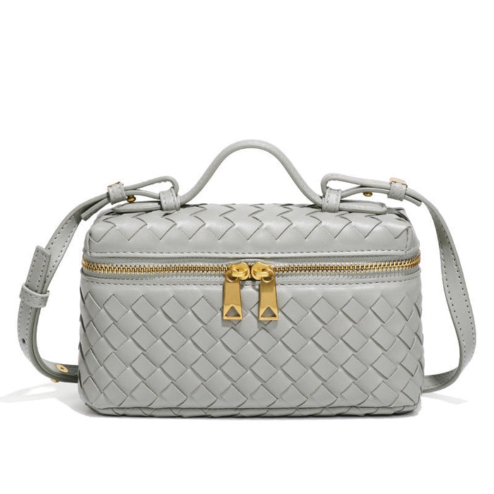 woven crossbody bag lichtgrijs