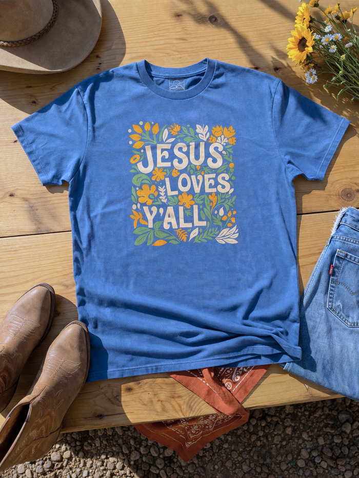Jesus Loves Y'all - (Royal Mineral Wash) Short Sleeve/Crew