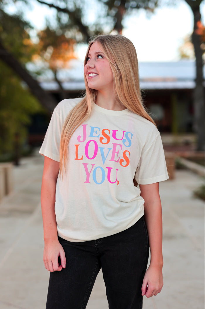 Jesus Loves You SS Tee-Cream_1