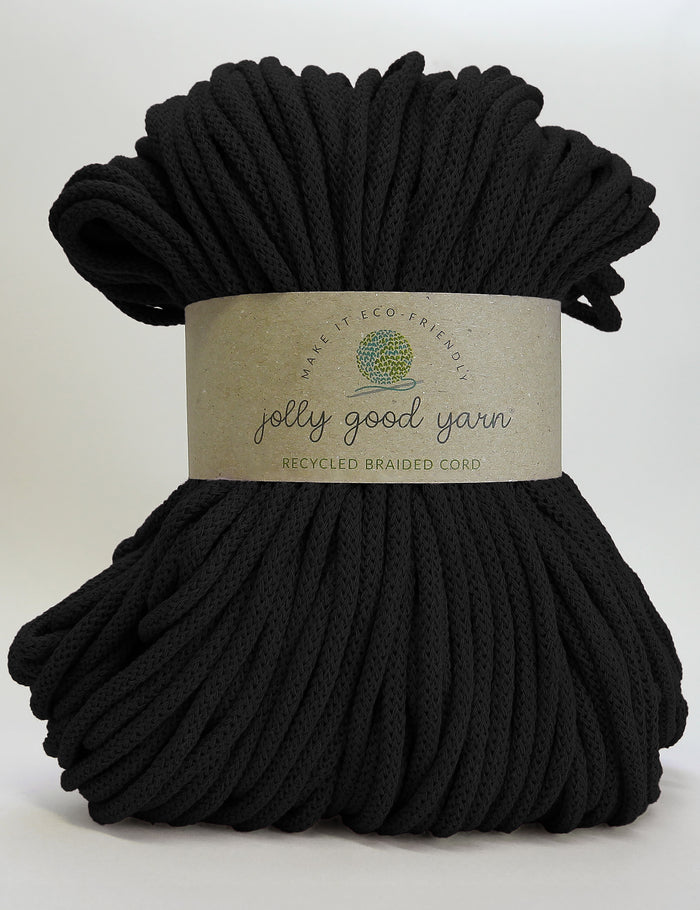 5mm Heavitree Black Recycled Cotton Macrame Cord by Jolly Good Yarn (500g)
