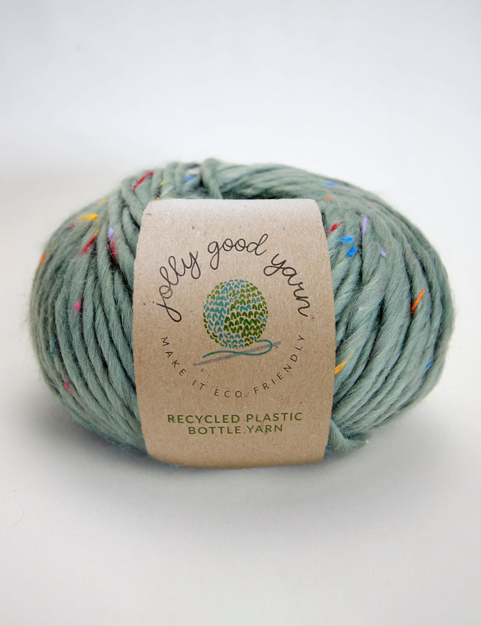Sage green with coloured speckles yarn made of recycled plastic bottles