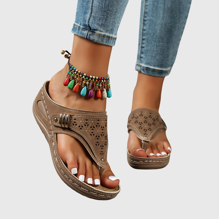 Xaria | Women's Platform Sandals - Brown - Image 1