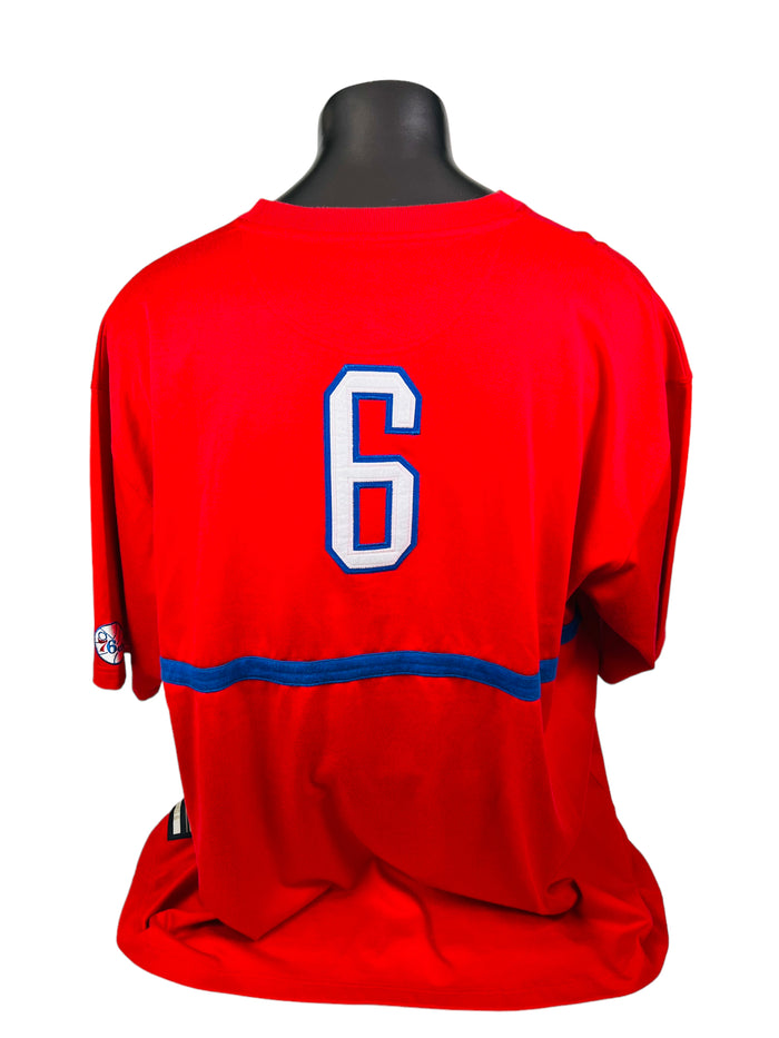 JULIUS DR. J ERVING  PHILADELPHIA SIXERS VINTAGE 2000'S HARDWOOD CLASSICS REEBOK SHOOTING SHIRT ADULT 3XL