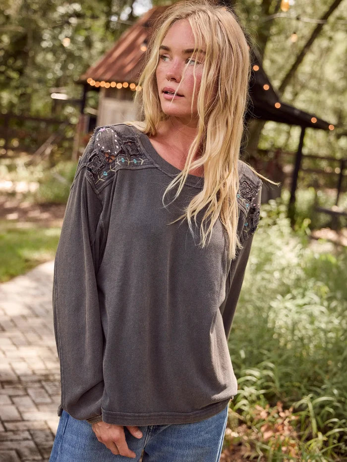 Juniper Embellished Top - Charcoal-view 3