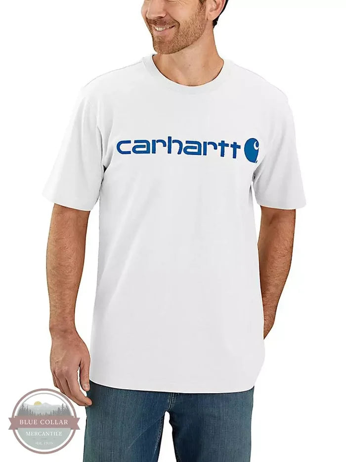 Carhartt K195 Loose Fit Heavyweight Short Sleeve Logo Graphic T-Shirt White Front View
