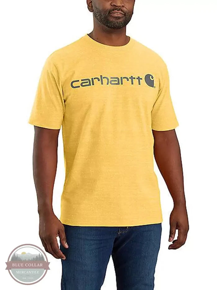 Carhartt K195 Loose Fit Heavyweight Short Sleeve Logo Graphic T-Shirt Sundance Snow Heather Front View