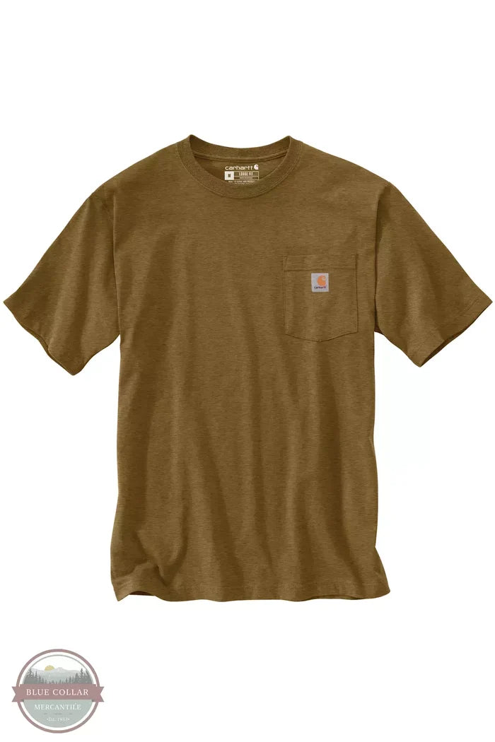 Carhartt K87 Loose Fit Heavyweight Short Sleeve Pocket T-Shirt B00 Oiled Walnut Heather
