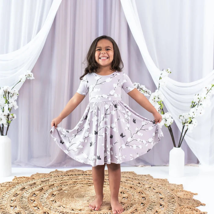 Kyte Baby Short Sleeve Twirl Dress - Cherry Blossom
