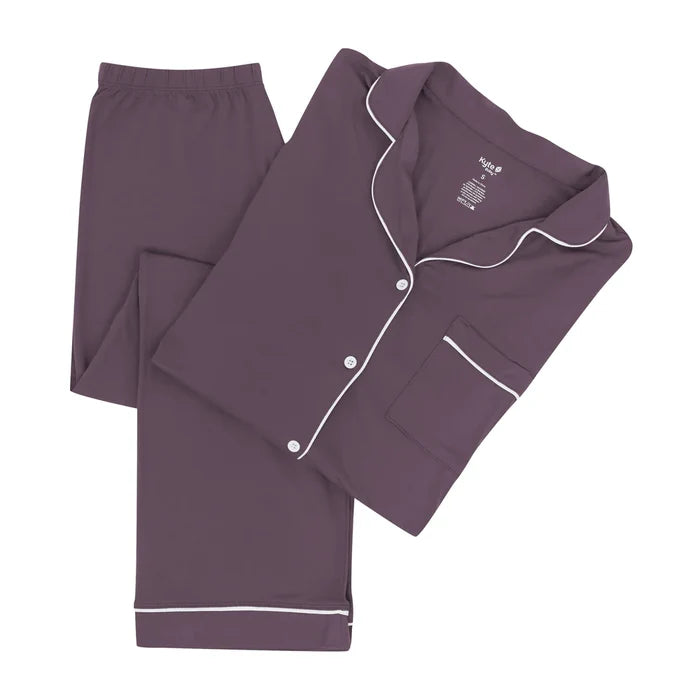 Kyte Baby Women's Long Sleeve Pajama Set - Currant with Cloud Trim