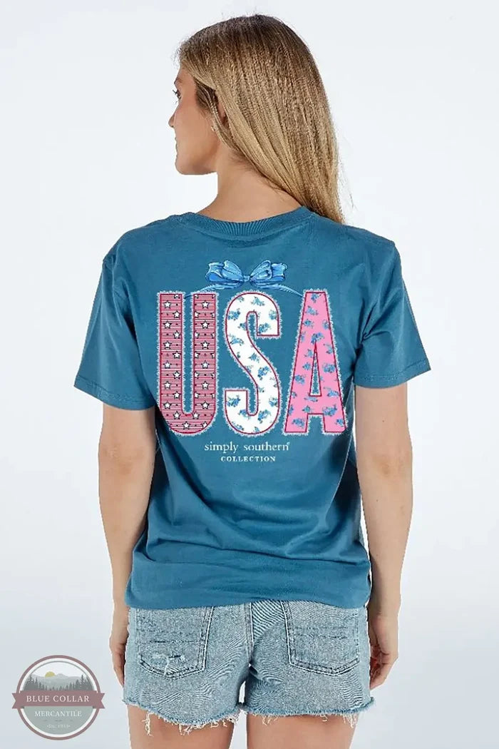 Simply Southern SS-LACEUSA-COMET Lace USA Short Sleeve T-Shirt, model rear design