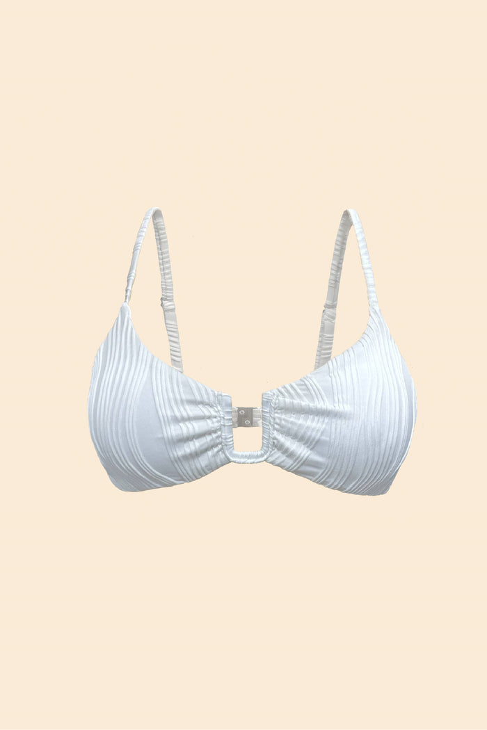White ribbed U-front bikini top – Laguna