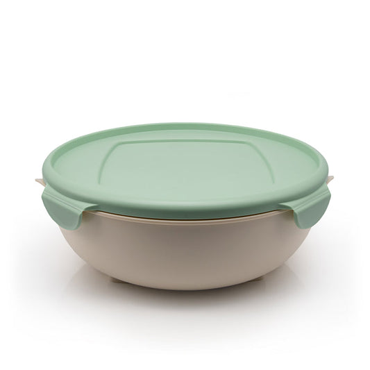 Bioplastic bowl with lid, made from waste sugarcane.