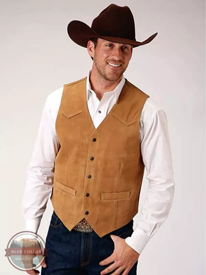Roper 02-075-0500-0511 BR Light Sand Suede Vest  Front View