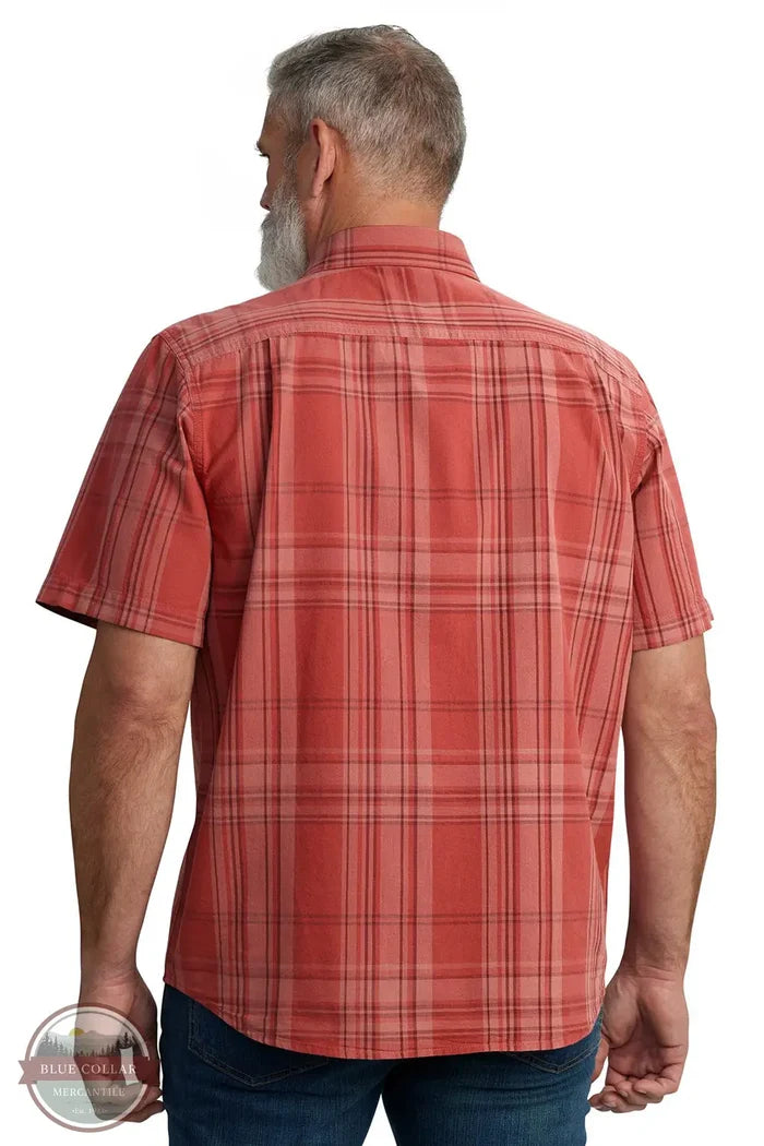 Carhartt 106746 Loose Fit Midweight Plaid Short Sleeve Shirt in Red, rear