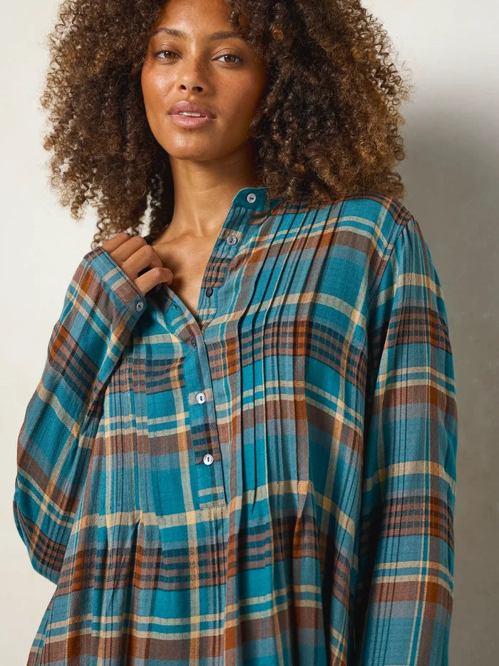 Lowen Tunic - Teal Camel Plaid-view 2