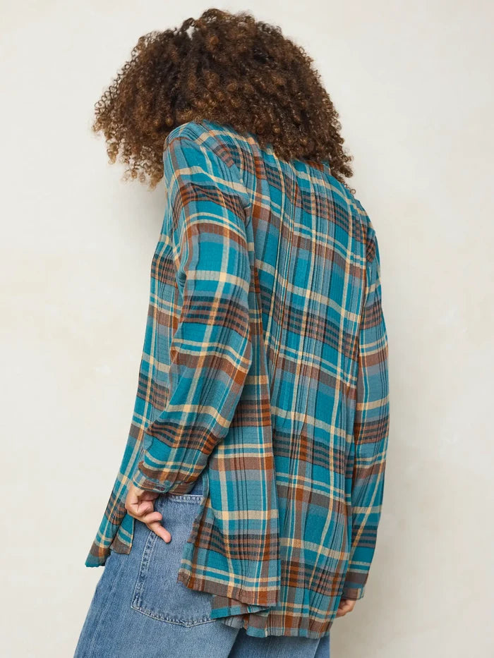 Lowen Tunic - Teal Camel Plaid-view 4