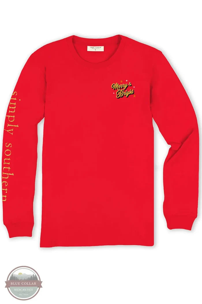 Simply Southern LS-FLORALSANTA-RED Floral Santa Believe Long Sleeve T-Shirt front